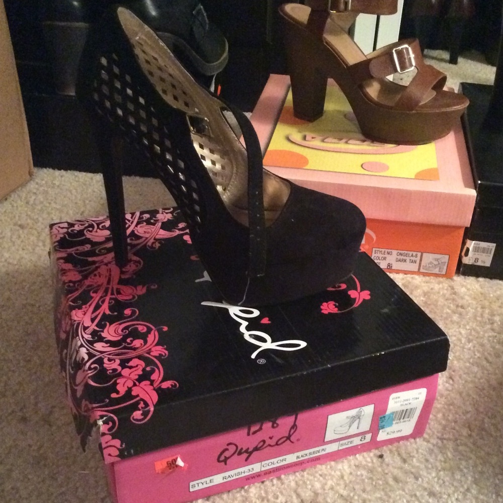 Black Suede platform heels